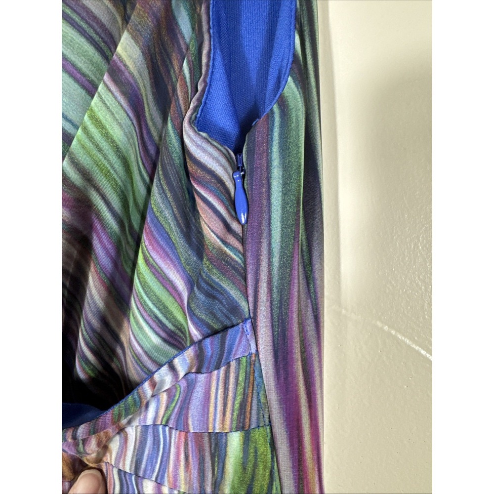 Coldwater Creek Sz 4 Maxi Dress Boho Striped‎ Lined Flowy Side Zip - Picture 6 of 10
